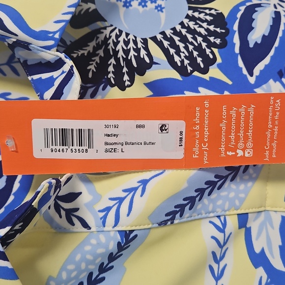 Jude Connally Long Sleeve V-neck Collar Tunic: Blue/Yellow Floral: Size- L - Picture 8 of 15